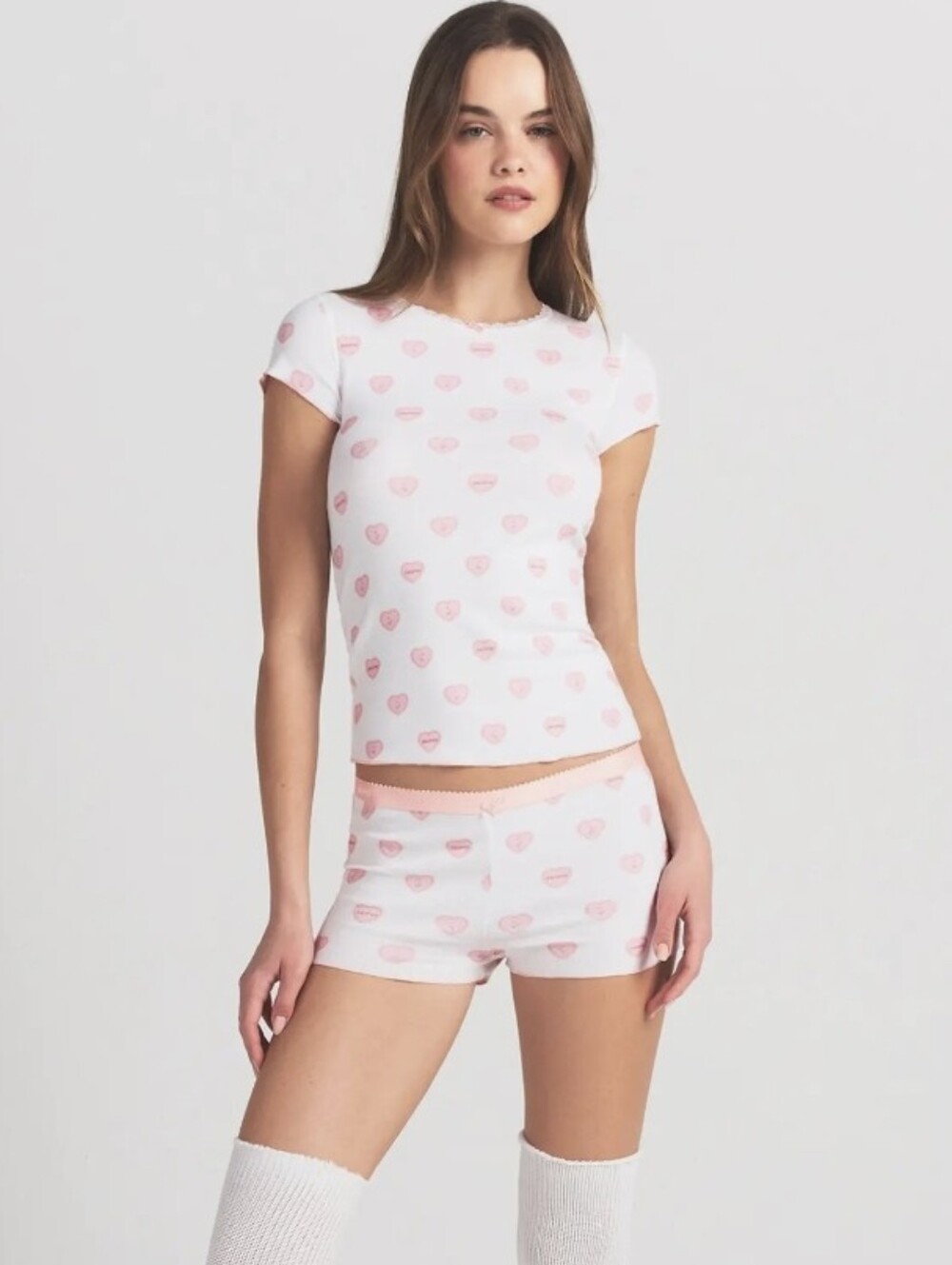 SKIMS Pointelle Baby Tee, Micro Short Set NEW